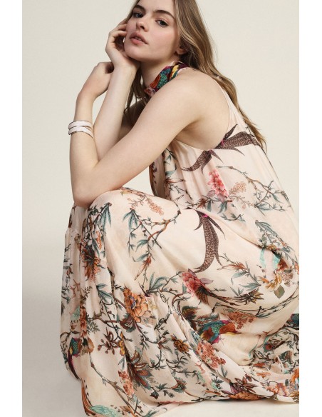 Lange jurk met bloemenprint en volant Dixie