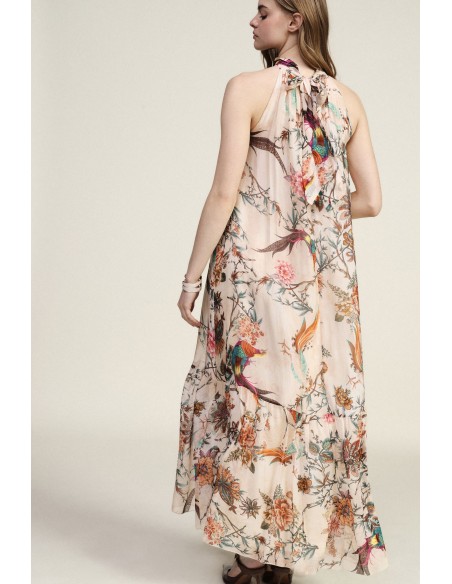 Lange jurk met bloemenprint en volant Dixie