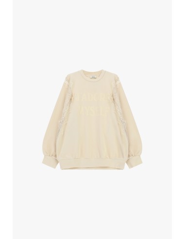 Sweater met ronde hals, kanten details en Dixie-opschrift aan de voorkant