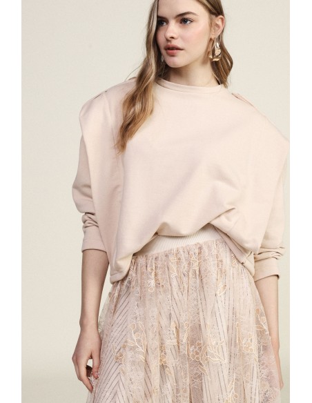 Korte sweater met ronde hals en gestructureerde schouders Dixie