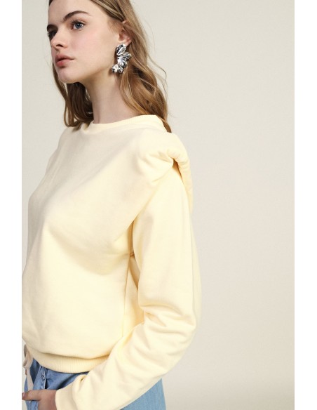 Dixie Sweatshirt met ronde hals, gestructureerde schouders en elastische zoom
