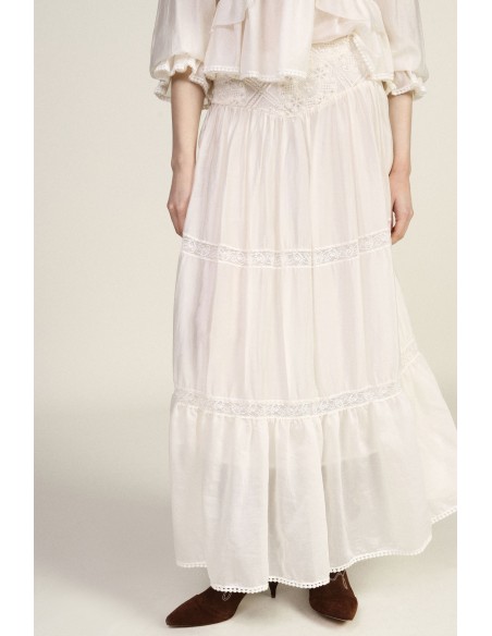 Lange gelaagde rok met delicate inzetstukken Dixie