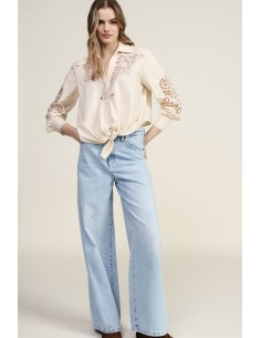 Dixie jeans met wijde pijpen, vijf zakken en normale taille