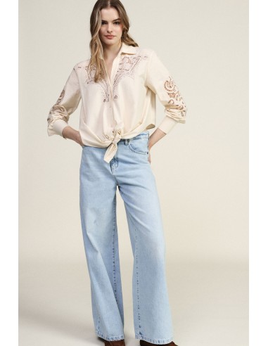 Dixie jeans met wijde pijpen, vijf zakken en normale taille