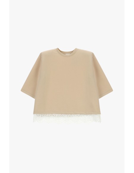 Dixie T-shirt met korte mouwen en kanten rand