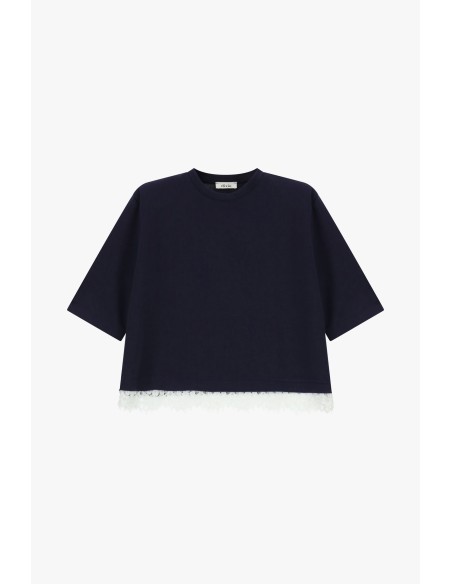Dixie T-shirt met korte mouwen en kanten rand