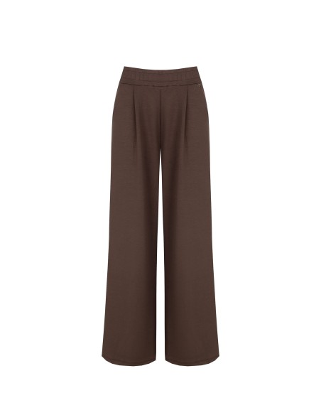 Extra wijde palazzobroek van viscosemix met elastische taille – Rinascimento