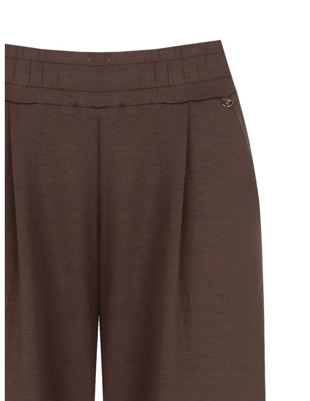 Extra wijde palazzobroek van viscosemix met elastische taille – Rinascimento