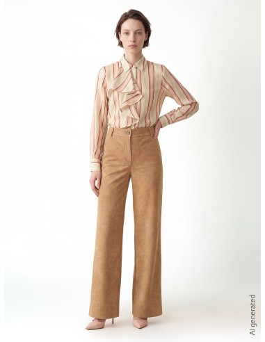 Gestreepte blouse van ultralichte lyocell met maxi-volant Rinascimento