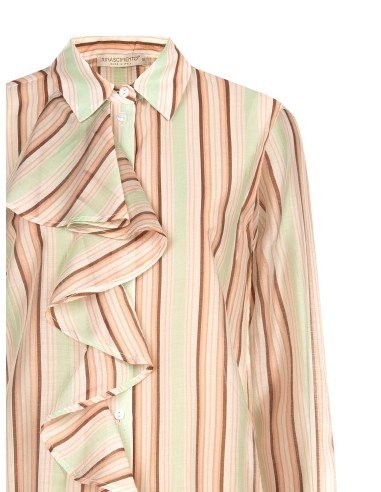 Gestreepte blouse van ultralichte lyocell met maxi-volant Rinascimento