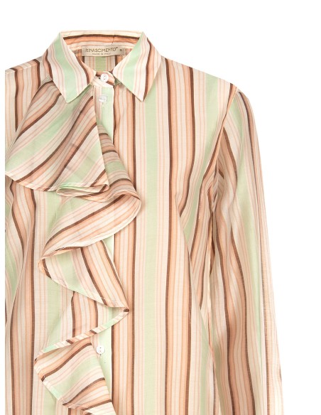 Gestreepte blouse van ultralichte lyocell met maxi-volant Rinascimento