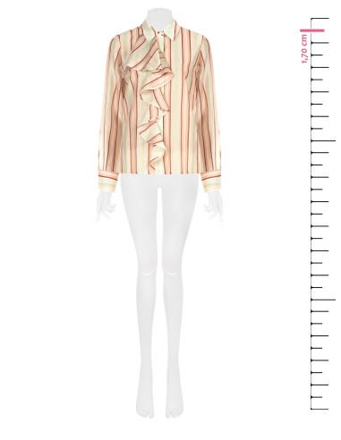 Gestreepte blouse van ultralichte lyocell met maxi-volant Rinascimento