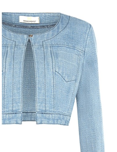 Denim bolerojasje met lurexgaren en glittereffect van Rinascimento