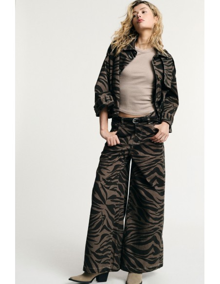 Palazzo-broek met patroonprint en hoge taille alstublieft