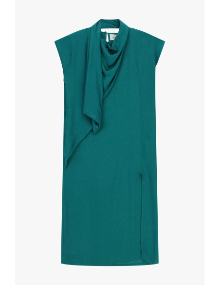 Midi-jurk met gedrapeerde hals en geometrisch patroon Dixie
