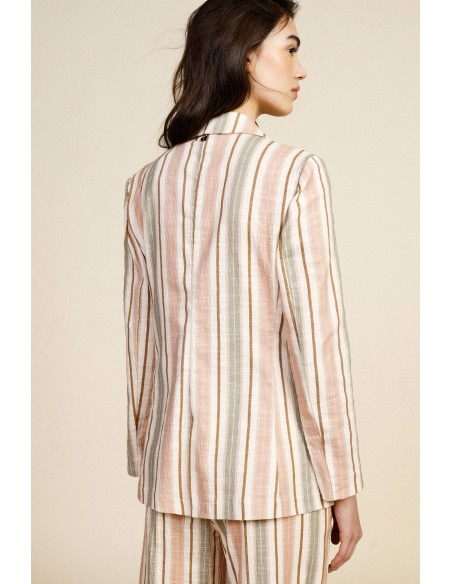 Gestreepte blazer met zakken en aangebrachte bloem Dixie
