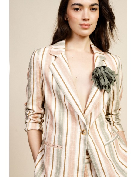 Gestreepte blazer met zakken en aangebrachte bloem Dixie