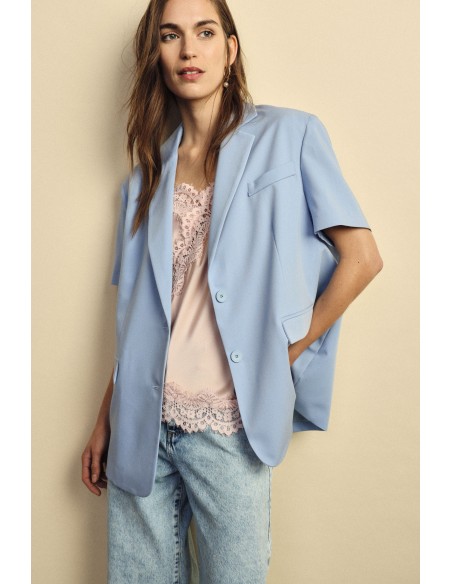 Dixie blazer met korte mouwen en paspelzakken