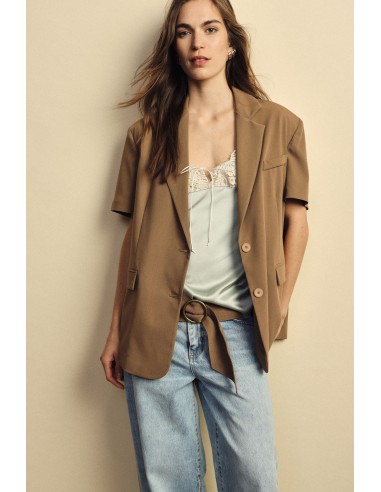 Dixie blazer met korte mouwen en paspelzakken