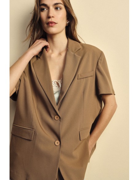 Dixie blazer met korte mouwen en paspelzakken