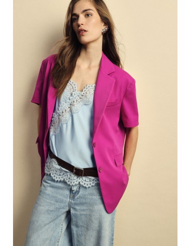 Dixie blazer met korte mouwen en paspelzakken