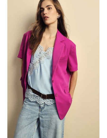 Dixie blazer met korte mouwen en paspelzakken