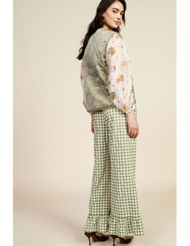 Dixie Palazzo-broek met ruitjes en volant aan de onderkant