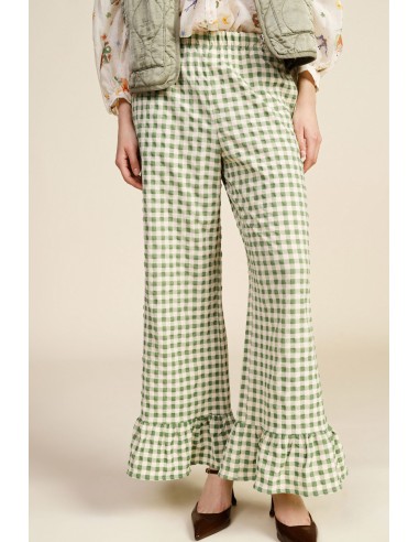 Dixie Palazzo-broek met ruitjes en volant aan de onderkant
