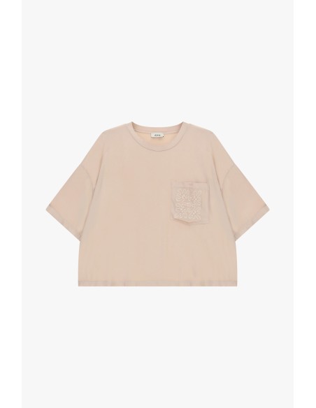 T-shirt met geborduurd borstzakje en boxy fit van Dixie