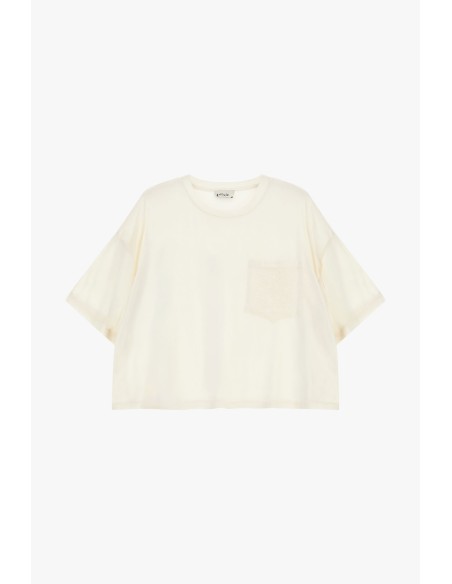 T-shirt met geborduurd borstzakje en boxy fit van Dixie