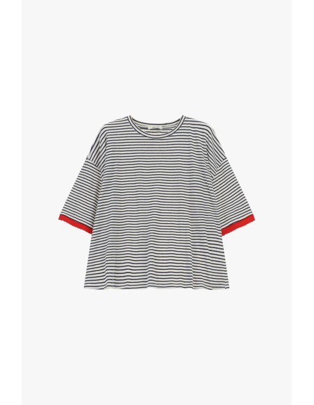 Dixie T-shirt met strepen, losse pasvorm en contrasterende mouwen