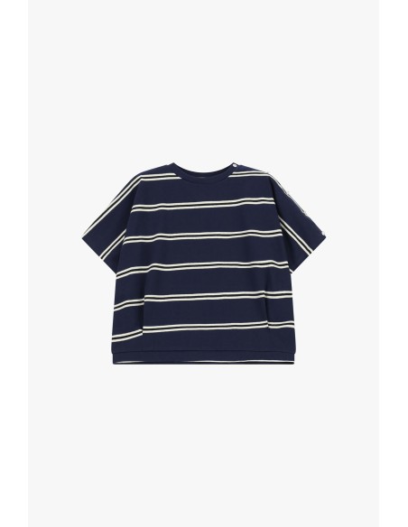 Dixie T-shirt met strepen, ruime pasvorm en ronde hals