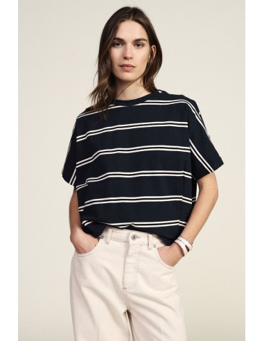 Dixie T-shirt met strepen, ruime pasvorm en ronde hals