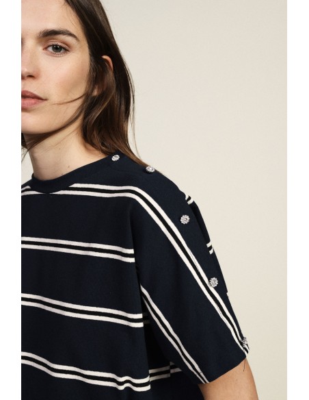 Dixie T-shirt met strepen, ruime pasvorm en ronde hals