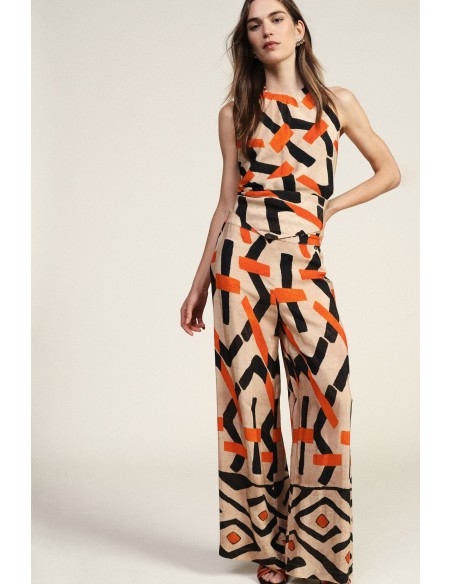 Wijde broek met grafisch patroon Dixie