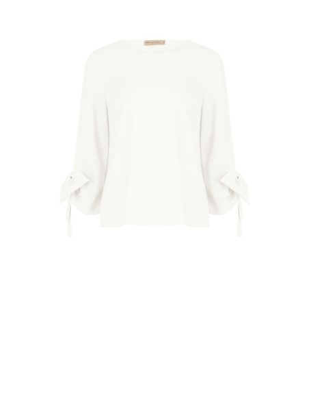 Ruime blouse van soepelvallende stof met maxi-strikken op de mouwen Rinascimento
