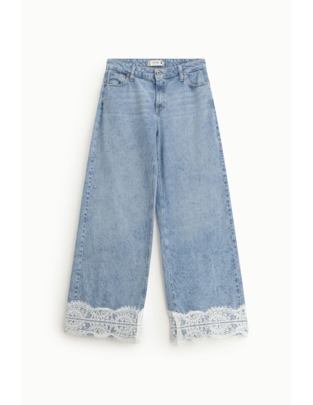 Flared jeans met middelhoge taille en kanten boorden Please