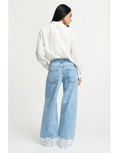 Flared jeans met middelhoge taille en kanten boorden Please