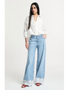 Flared jeans met middelhoge taille en kanten boorden Please