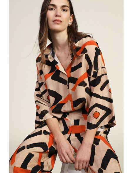 Dixie overhemd met levendige grafische print