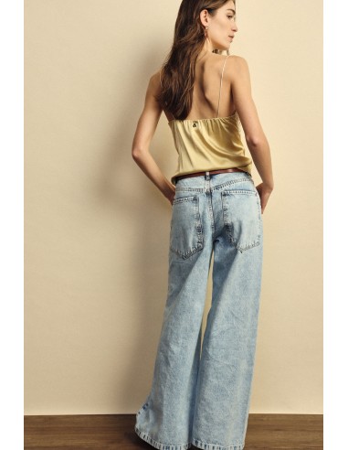 Dixie jeans met wijde pijpen, hoge taille en lichte wassing