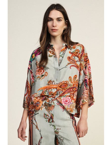 Dixie-shirt met bloemenprint en ruime pasvorm