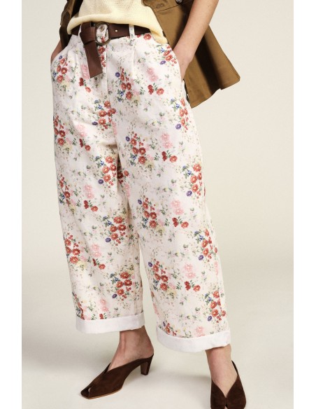 Dixie Palazzo-broek met bloemenprint en hoge taille