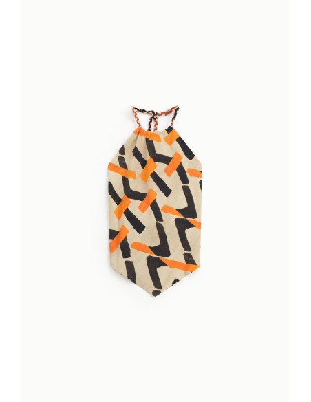 Top met striksluiting in de hals en geometrisch patroon van Dixie