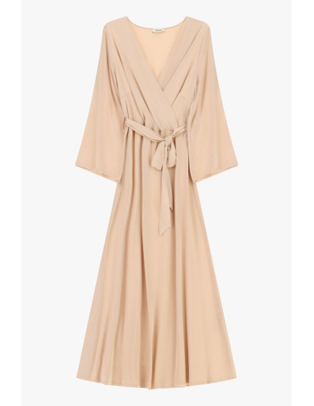 Dixie midi-jurk met overslag en ceintuur in de taille