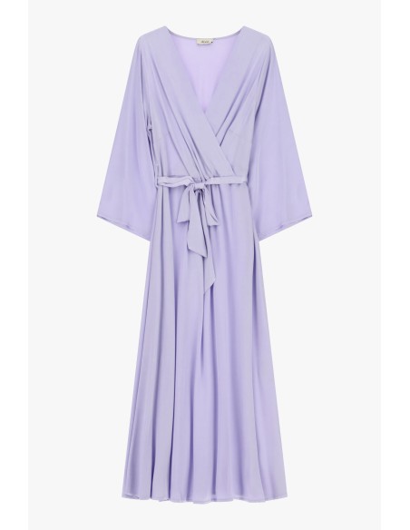 Dixie midi-jurk met overslag en ceintuur in de taille