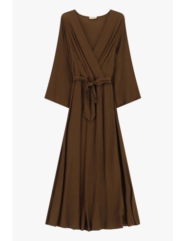 Dixie midi-jurk met overslag en ceintuur in de taille