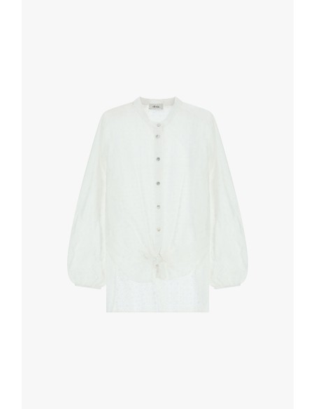 Dixie-shirt met ronde hals, wijde mouwen en sluiting aan de voorkant