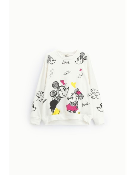 Dixie sweatshirt met ronde hals, cartoonprint en kleurrijke details