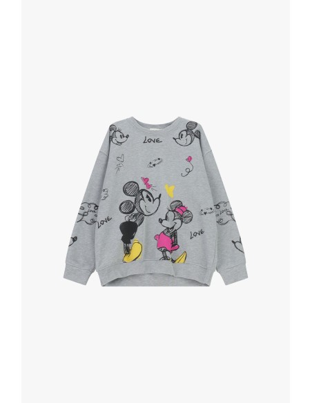 Dixie sweatshirt met ronde hals, cartoonprint en kleurrijke details